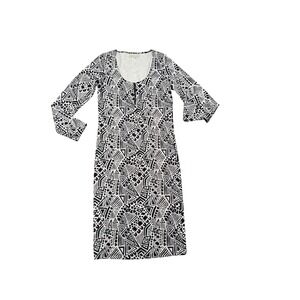 Nicki Minaj Maxi Dress Black‎ White Geometric Print Long Sleeve Womens XL